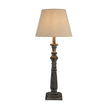 Incia Column Wooden Table Lamp with Linen Shade – 50cm, illuminated product view