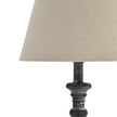 Incia Column Wooden Table Lamp with Linen Shade – 50cm, shade and wooden stem detail