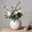 Stone-Effect Ceramic Vase – 28.5cm, styled with flowers on a wooden surface