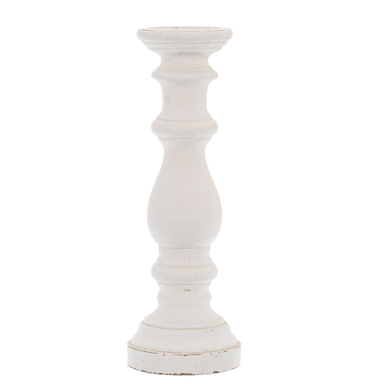 Matt White Ceramic Column Candle Holder – 45.5cm, single column candle holder front view