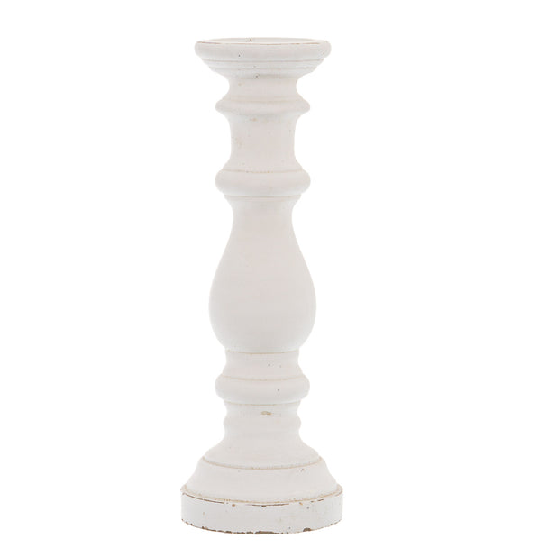 Matt White Ceramic Column Candle Holder – 45.5cm, single column candle holder front view