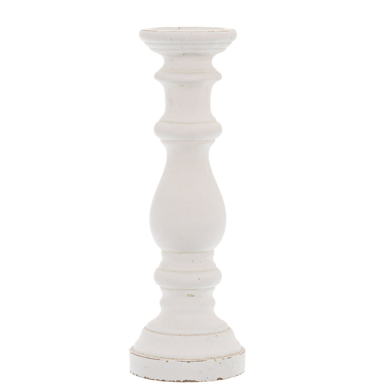 Matt White Ceramic Column Candle Holder – 45.5cm, single column candle holder front view