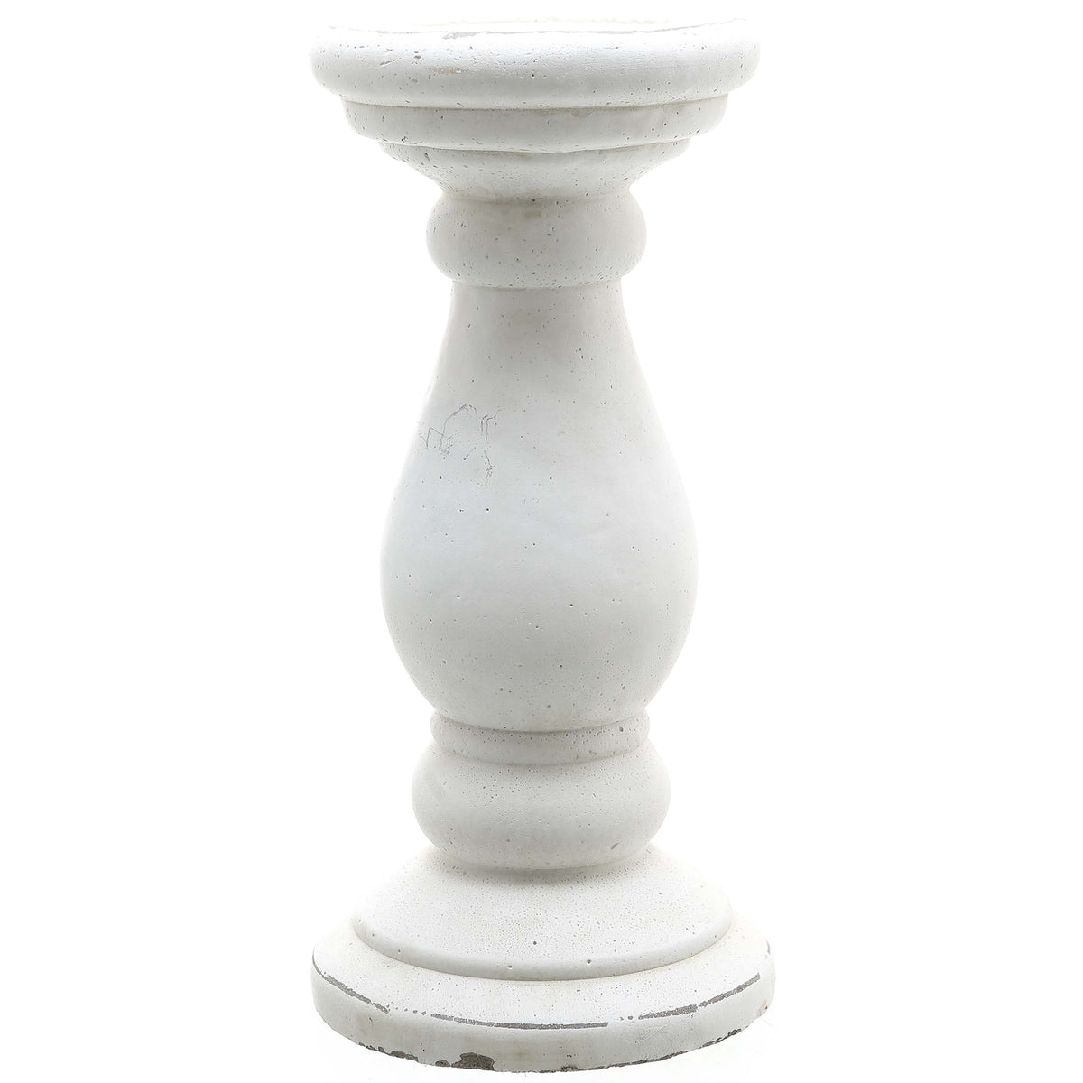 Matt White Ceramic Candle Holder – 38cm, single candle holder front view