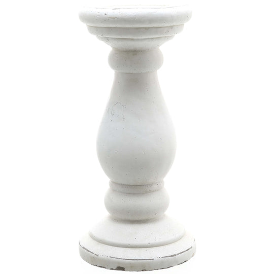 Matt White Ceramic Candle Holder – 38cm, single candle holder front view