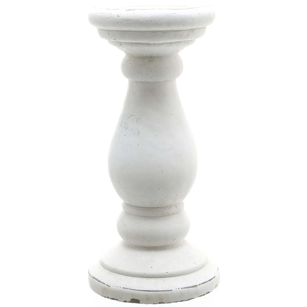 Matt White Ceramic Candle Holder – 38cm, single candle holder front view