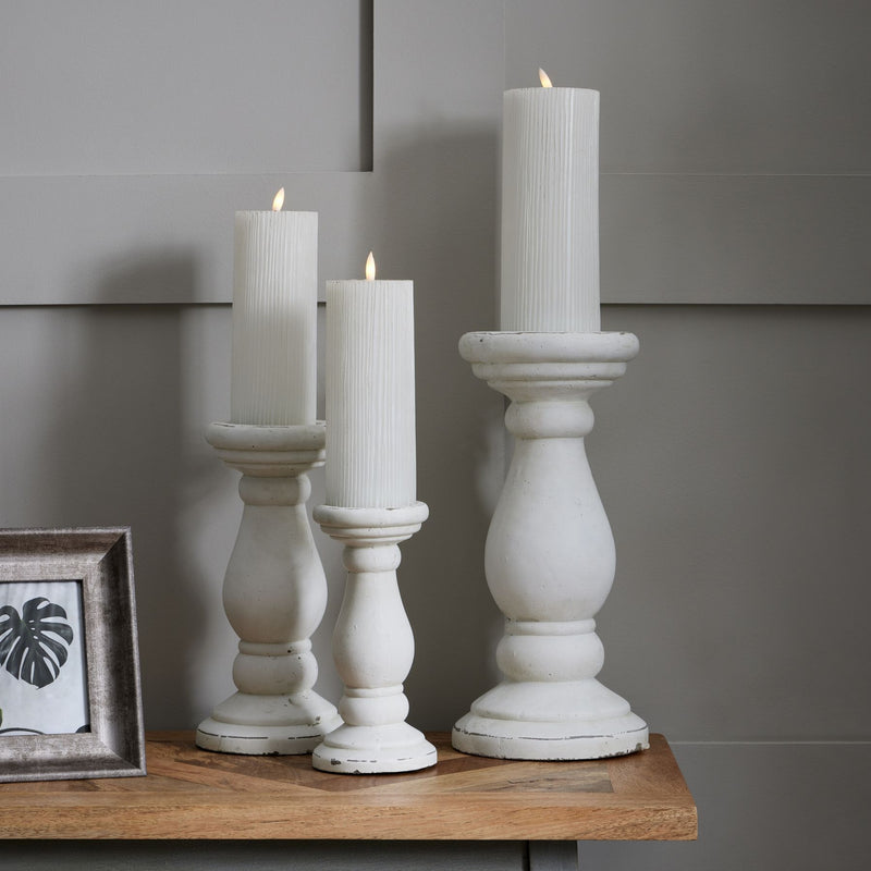 Matt White Ceramic Candle Holder – 38cm, candle holders styled on a console