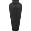 Matt Black Hammered Steel Vase with Lid – 41cm, single vase front view