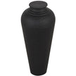 Matt Black Hammered Steel Vase with Lid – 41cm, removable lid detail