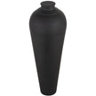 Tall Matt Black Hammered Floor Vase with Lid – 103cm, removable lid detail