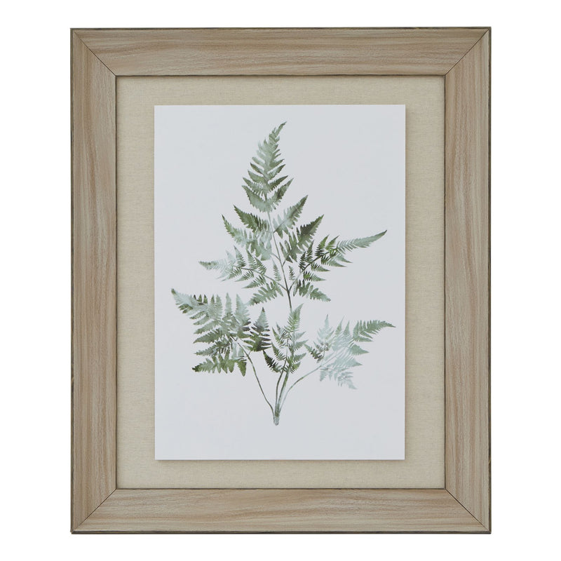 Bracken Fern Watercolour Print in Washed Wood Frame – 50 × 60cm, full artwork view