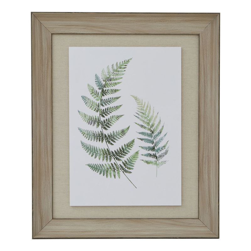 Fern Duo Watercolour Print in Washed Wood Frame – 50 × 60cm, full artwork view