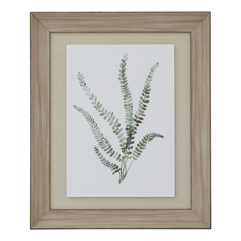 Delicate Fern Watercolour Print in Washed Wood Frame – 50 × 60cm, full artwork view