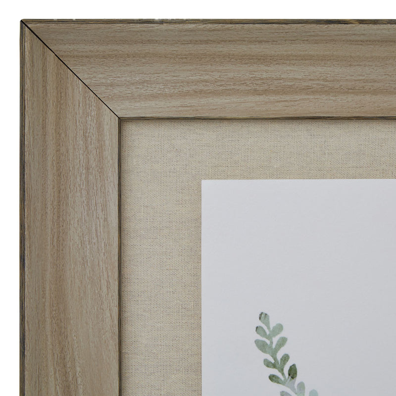 Delicate Fern Watercolour Print in Washed Wood Frame – 50 × 60cm, washed wood frame detail