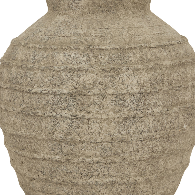 Large Tuscan Grey Ceramic Vase – 33cm, textured grey surface detail