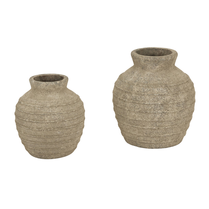 Large Tuscan Grey Ceramic Vase – 33cm, two coordinating sizes shown together