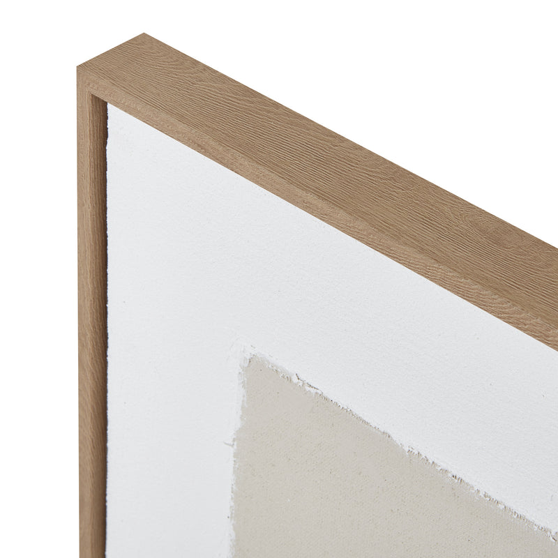 Contempo Beta Abstract Framed Canvas – 75 × 95cm, wood frame corner detail