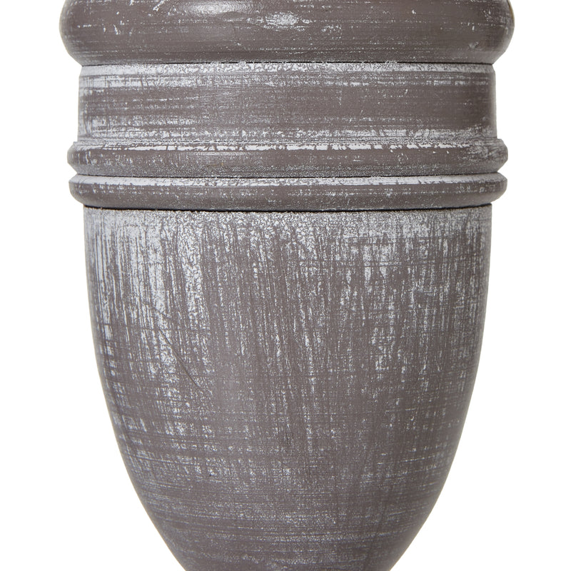 Metis Urn Wooden Table Lamp with Linen Shade – 26.5cm, urn-shaped wooden base detail