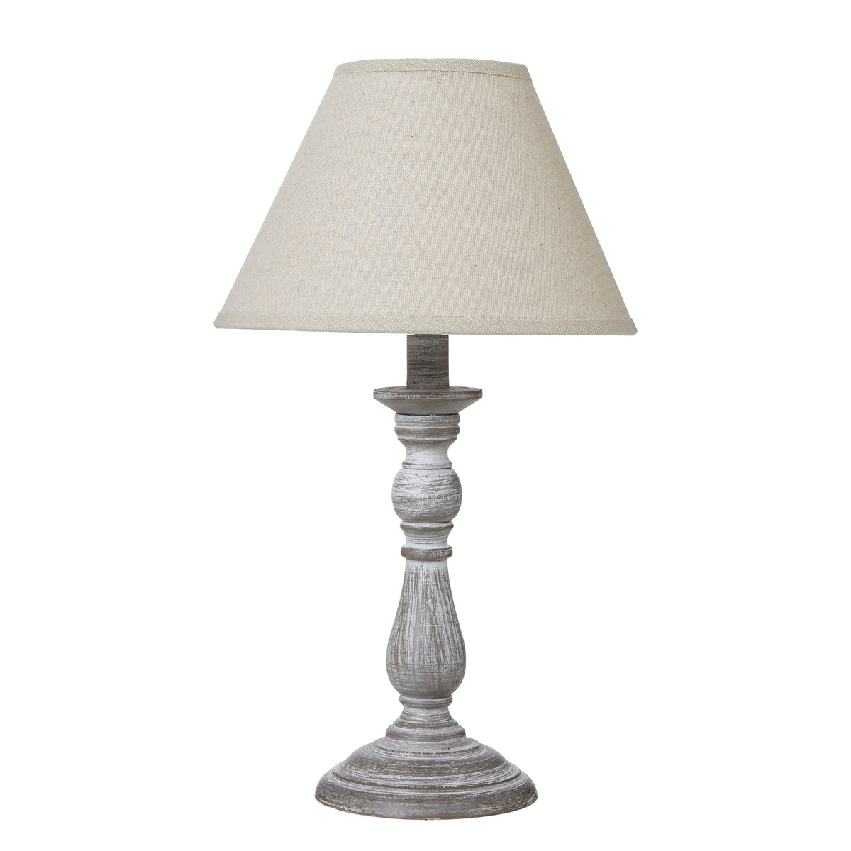 Augusta Column Wooden Table Lamp with Linen Shade – 31cm, full product view