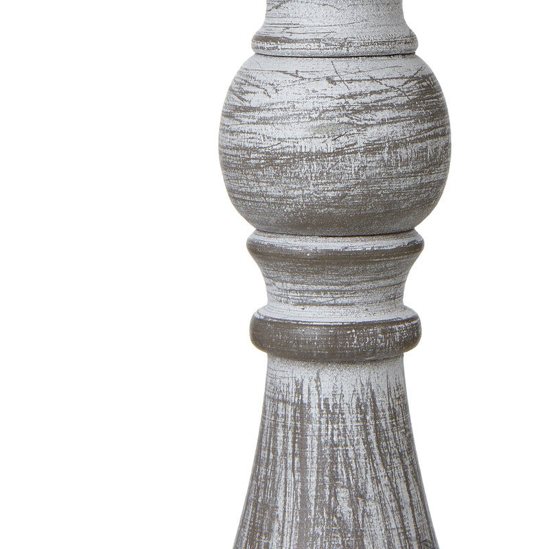 Augusta Column Wooden Table Lamp with Linen Shade – 31cm, turned wooden stem detail
