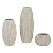 Rounded Fin-Textured Ceramic Vase – 20.5cm, coordinating textured vases shown together