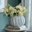Rounded Fin-Textured Ceramic Vase – 20.5cm, styled with a floral arrangement