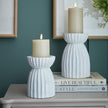 White Carved Wood & Glass Hurricane Lantern – 36cm, hurricane holders styled with candles