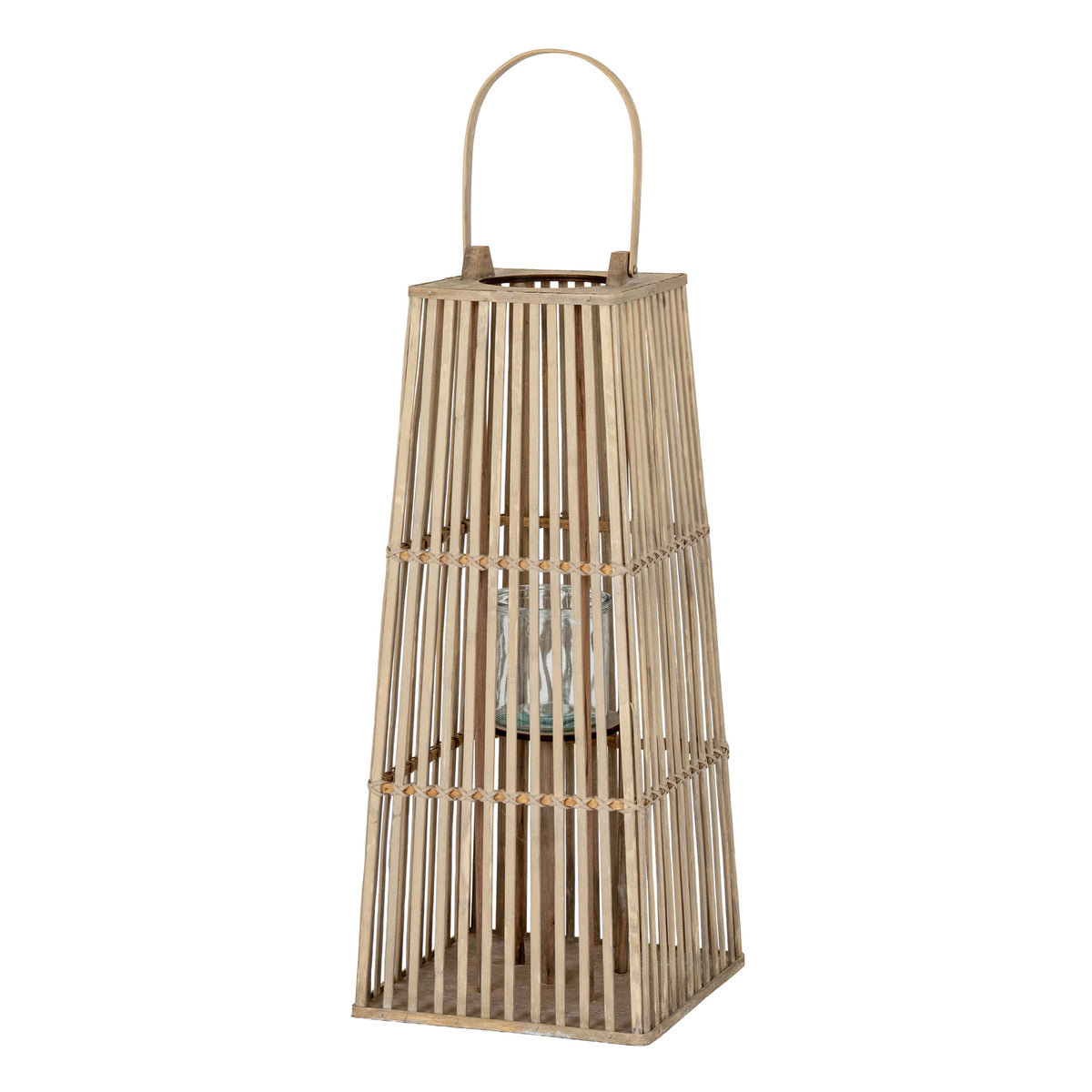 Wicker Silo Lantern with Glass Holder – 67cm, single silo lantern front view