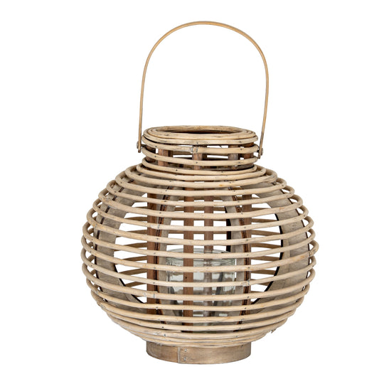 Large Round Willow Lantern with Glass Holder – 35cm, single round willow lantern front view