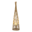 Tall Conical Wicker LED Lantern – 130cm, single tall conical lantern with LEDs illuminated
