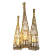Tall Conical Wicker LED Lantern – 130cm, three coordinating sizes with LEDs illuminated