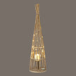 Tall Conical Wicker LED Lantern – 130cm, illuminated lantern against a dark background