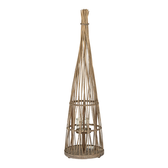 Medium Conical Wicker LED Lantern – 110cm, single medium conical lantern with lights off