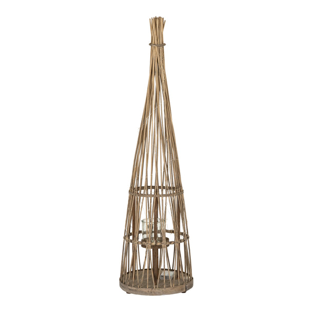 Medium Conical Wicker LED Lantern – 110cm, single medium conical lantern with lights off