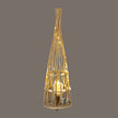 Medium Conical Wicker LED Lantern – 110cm, illuminated lantern against a dark background