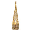 Conical Wicker LED Lantern – 90cm, single conical lantern with LEDs illuminated