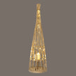 Conical Wicker LED Lantern – 90cm, illuminated lantern against a dark background