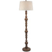 Brown Resin Floor Lamp with Edged Linen Shade – 154cm, complete floor lamp front view