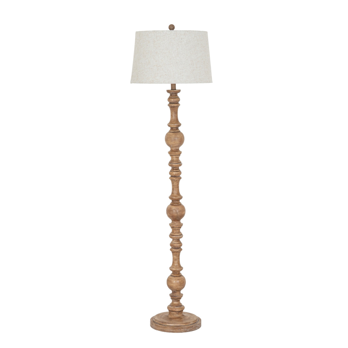 Brown Resin Floor Lamp with Edged Linen Shade – 154cm, complete floor lamp alternate view