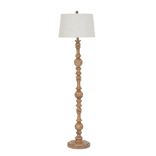 Brown Resin Floor Lamp with Edged Linen Shade – 154cm, complete floor lamp alternate view