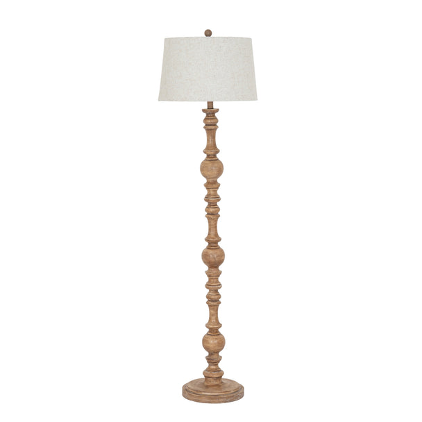 Brown Resin Floor Lamp with Edged Linen Shade – 154cm, complete floor lamp alternate view