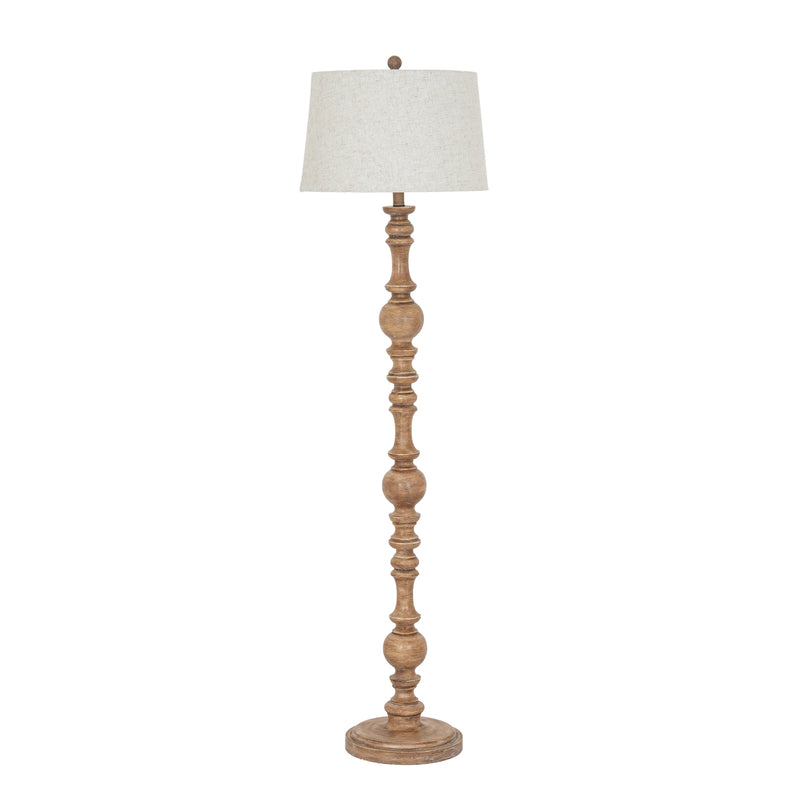 Brown Resin Floor Lamp with Edged Linen Shade – 154cm, complete floor lamp alternate view