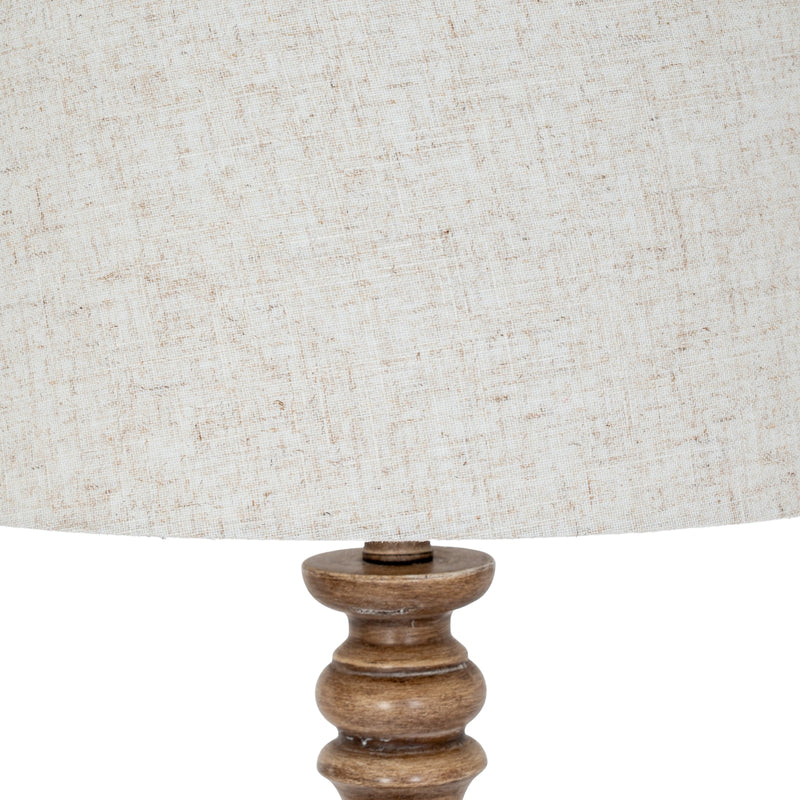 Brown Resin Floor Lamp with Edged Linen Shade – 154cm, edged linen shade detail