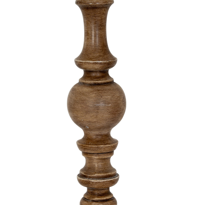 Brown Resin Floor Lamp with Edged Linen Shade – 154cm, sculptural resin stem detail