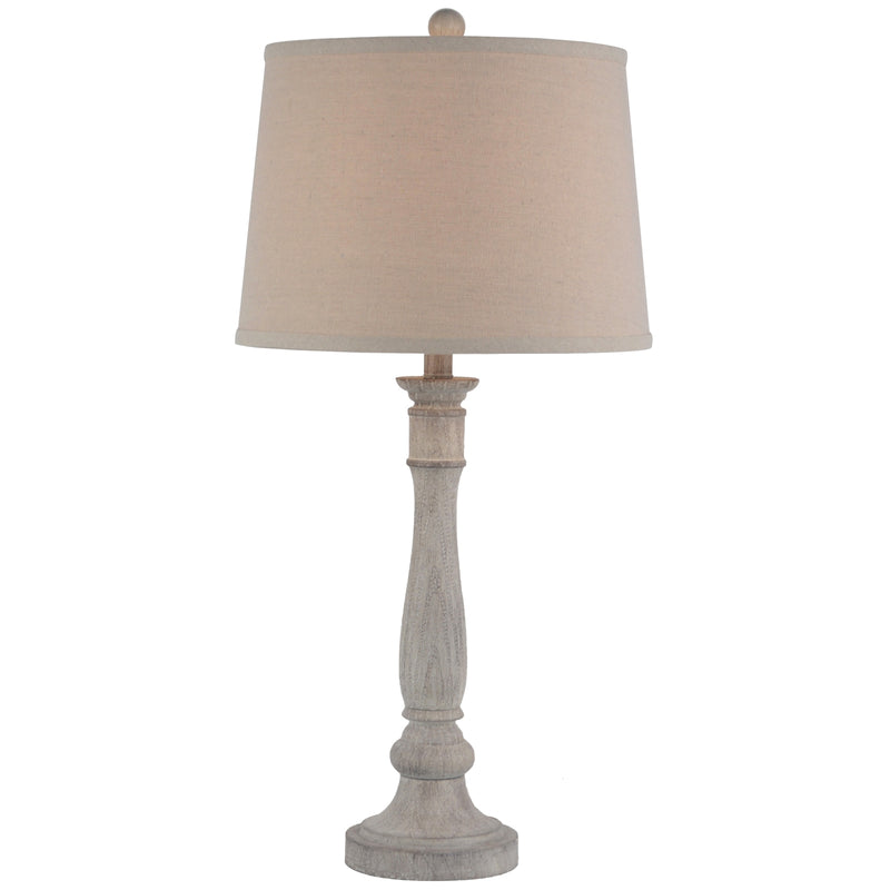 Stella White Table Lamp with Linen Shade – 74cm, full product view