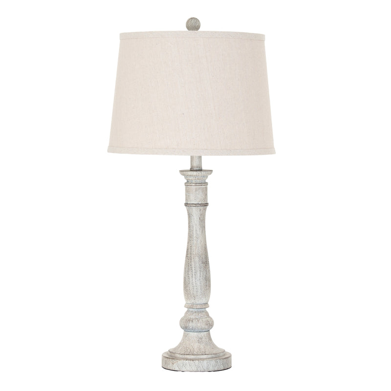 Stella White Table Lamp with Linen Shade – 74cm, alternate full product view