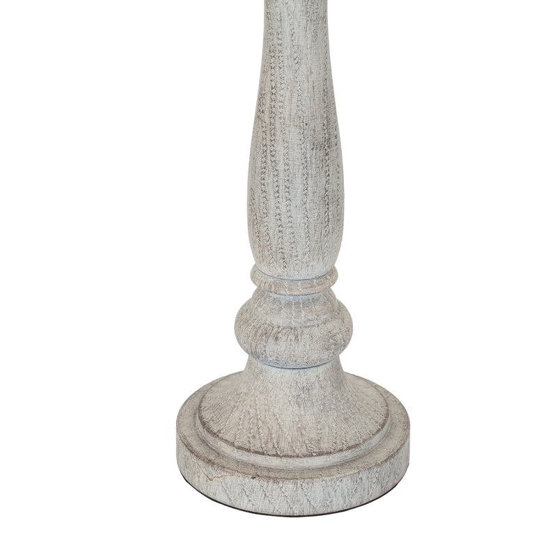 Stella White Table Lamp with Linen Shade – 74cm, turned resin stem detail