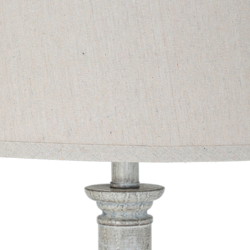 Stella White Table Lamp with Linen Shade – 74cm, shade and base detail
