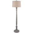White Resin Floor Lamp with Linen Shade – 154cm, complete floor lamp front view