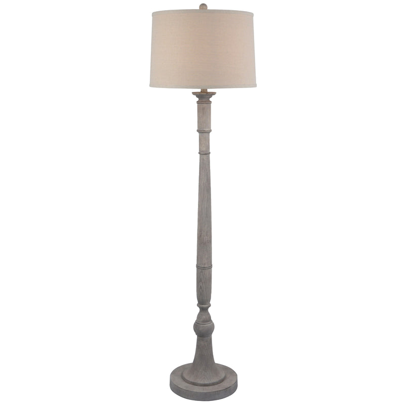 White Resin Floor Lamp with Linen Shade – 154cm, complete floor lamp front view