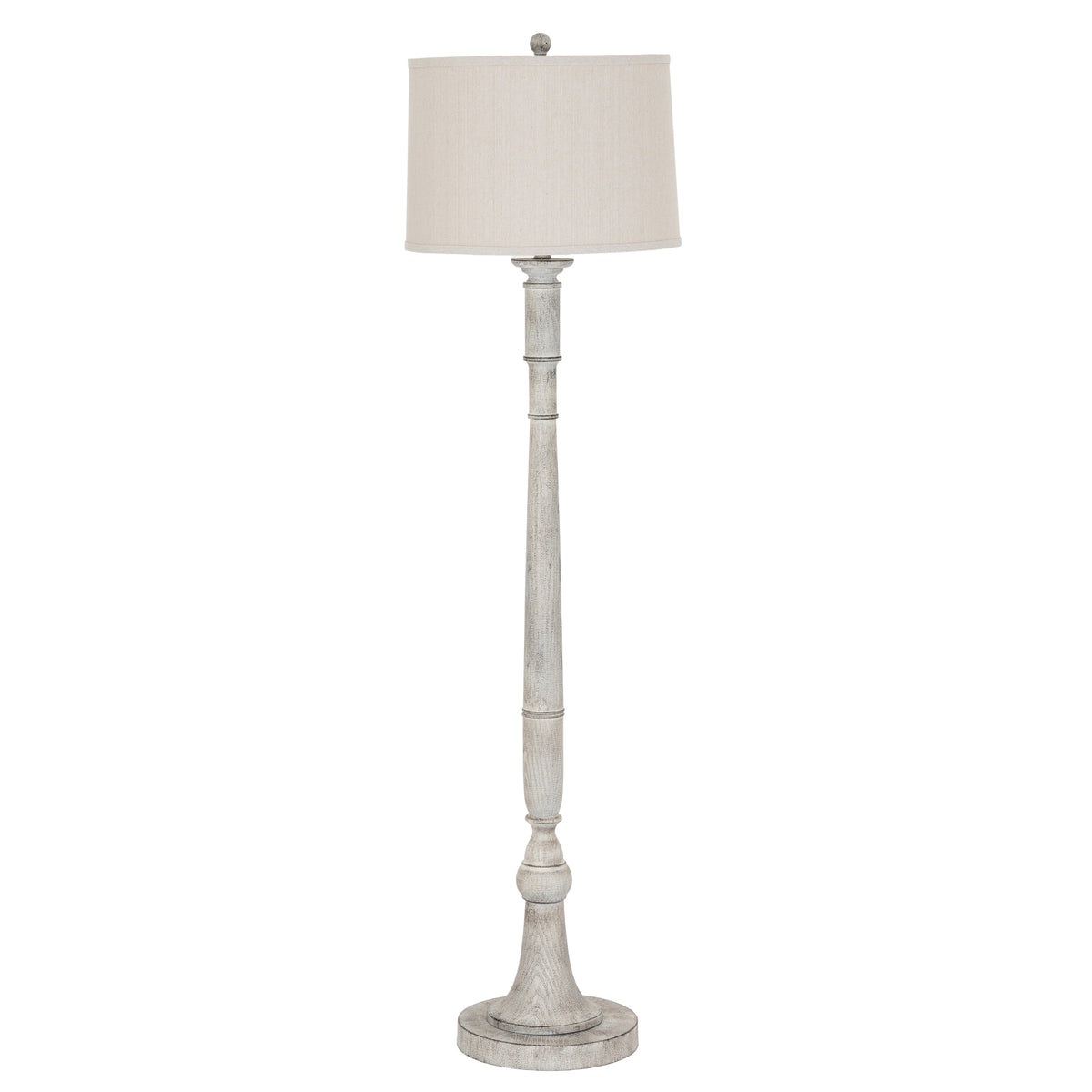 White Resin Floor Lamp with Linen Shade – 154cm, complete floor lamp alternate view